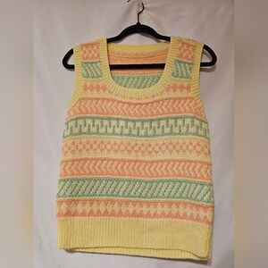 Colorful Knit Sleeveless Sweater Vintage Small